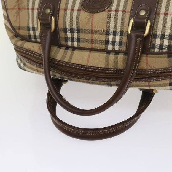 Burberrys Nova Check Hand Bag PVC Leather Beige Auth 69121 - Picture 8 of 16